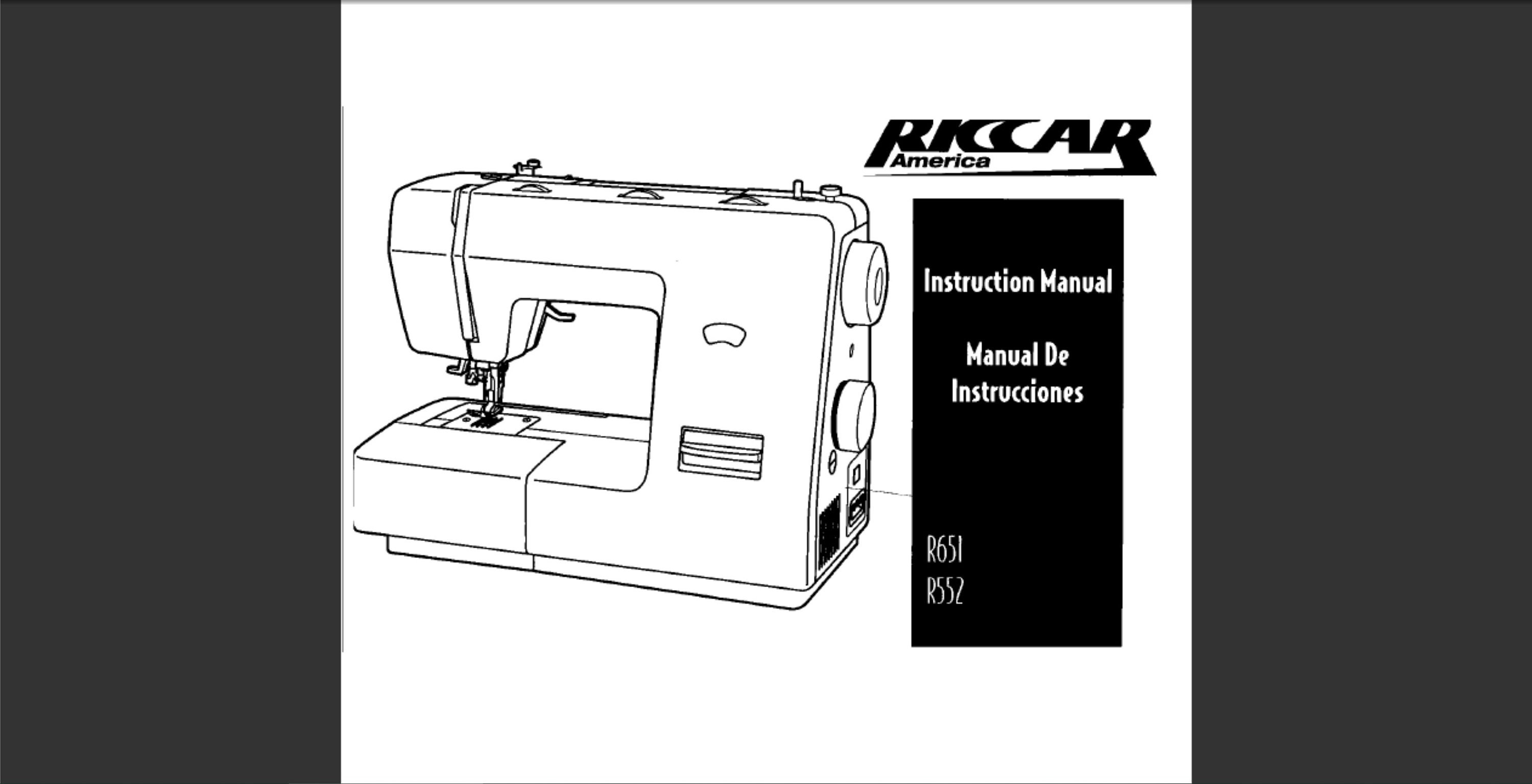 Riccar R651 & Riccar R552 sewing machine owner's manual. Etsy