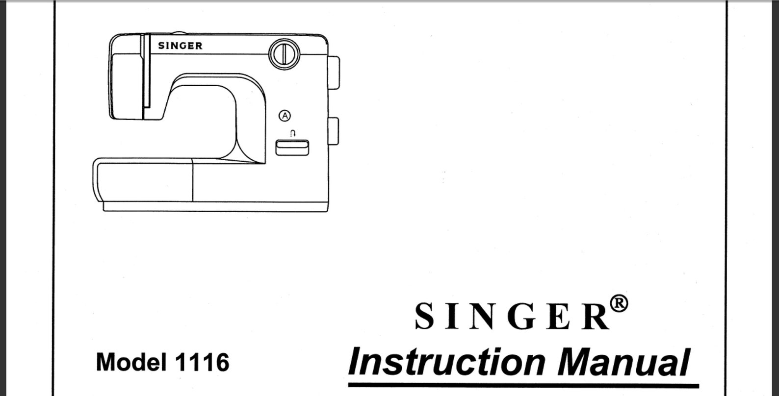 Singer 1116 Sewing Machine Owner's Manual Etsy