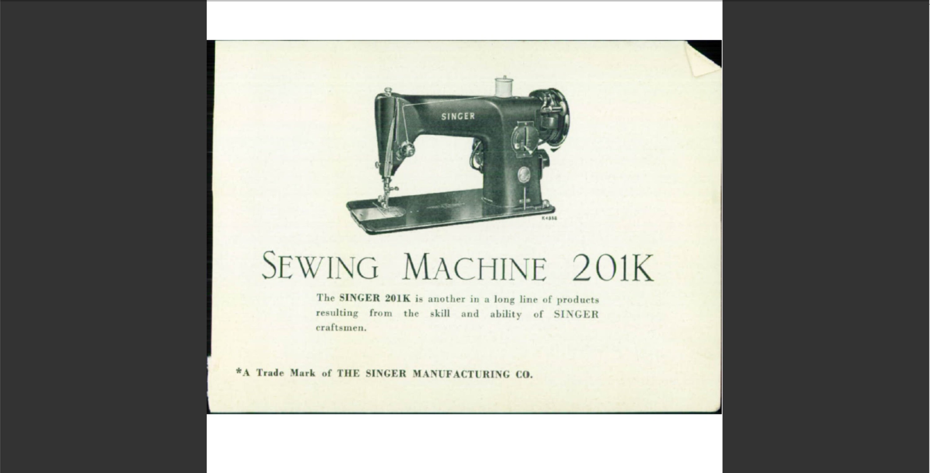 Singer 201K sewing machine owner's manual | Etsy