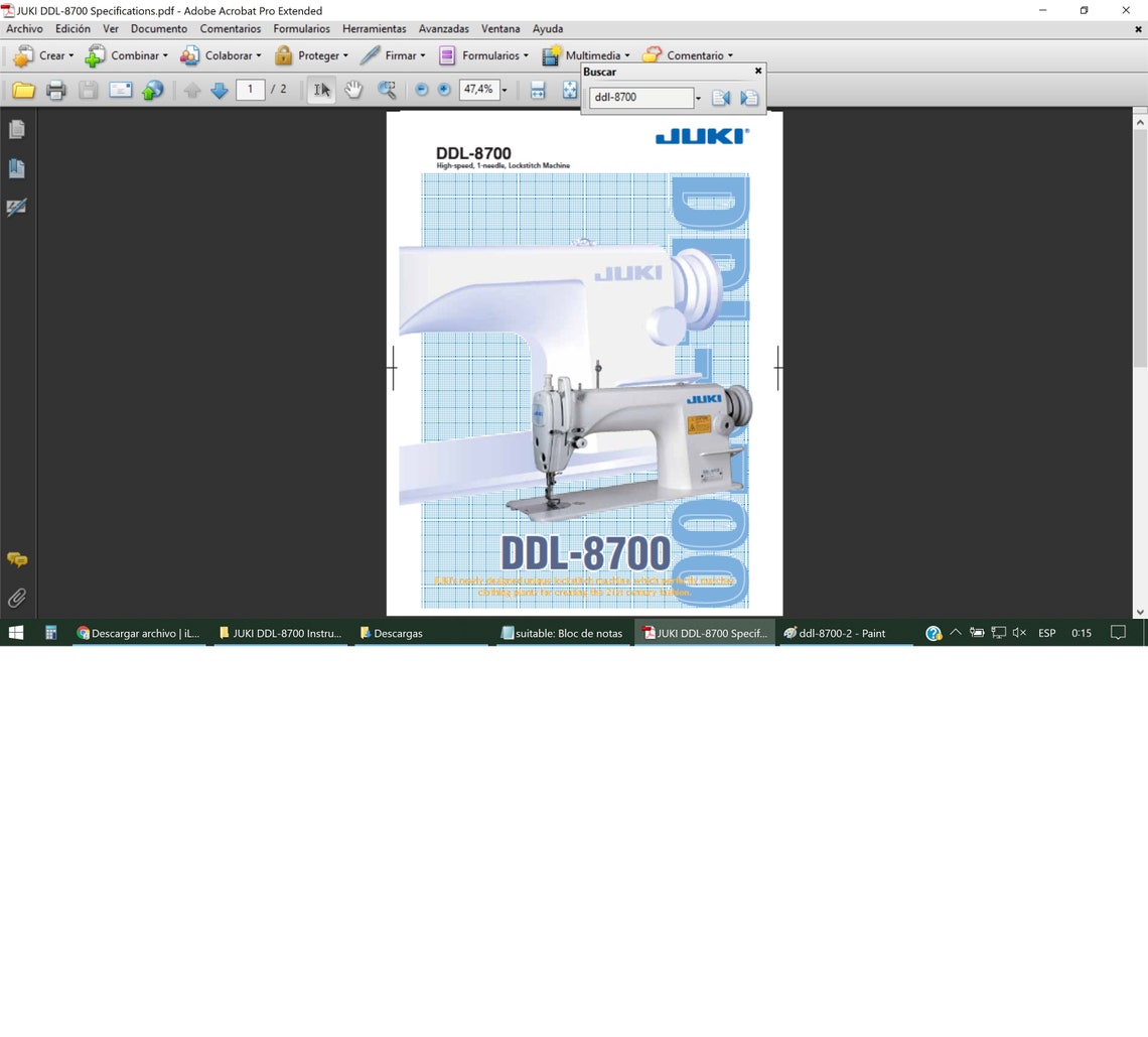 Juki DDL 8700 sewing handbook specifications & instruction Etsy