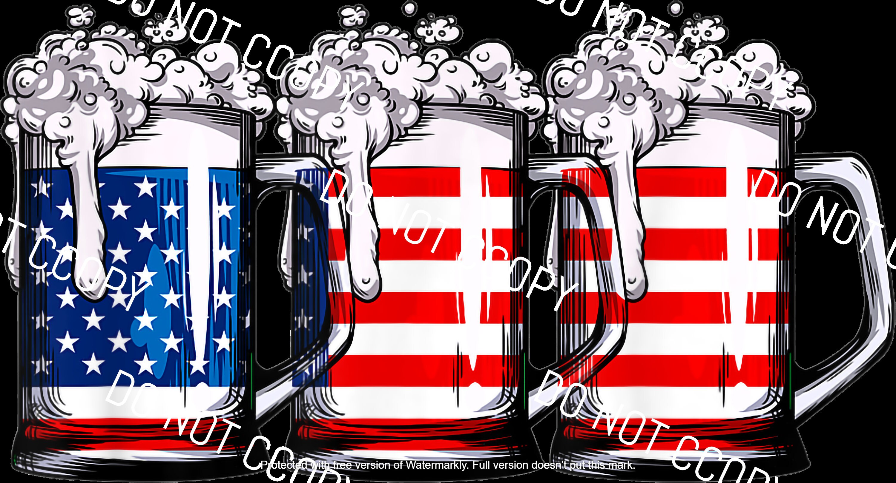 American Flag Beer Mugs Digital Download/ Background Is Transparent N…