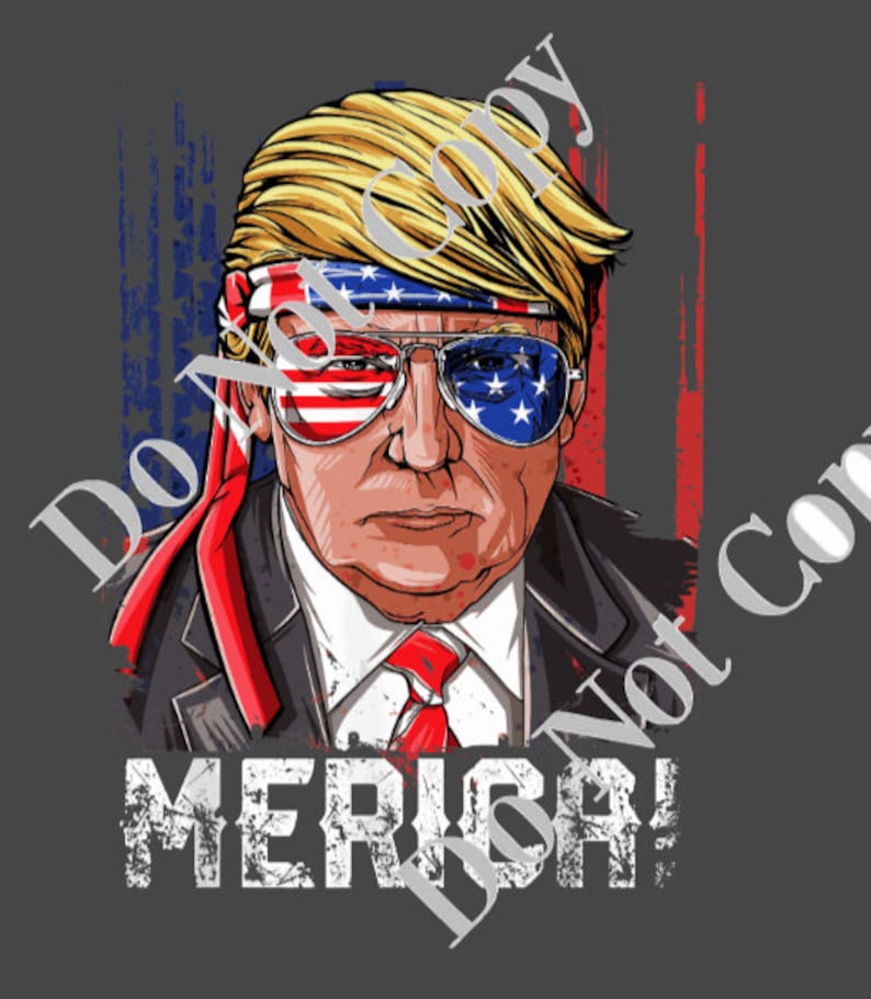 TRUMP Merica With American Flag Glasses Digital Download/ | Etsy