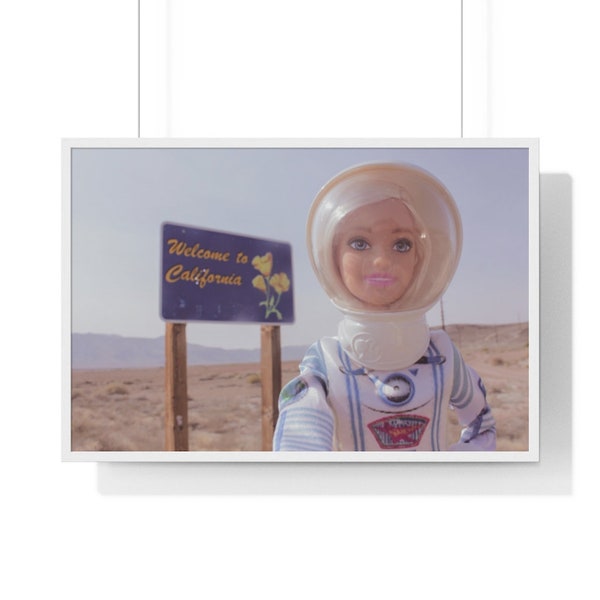 California Dreamin' Blonde Astronaut Barbie Print in Frame - Multiple Sizes Available