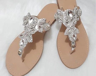 white jeweled sandals