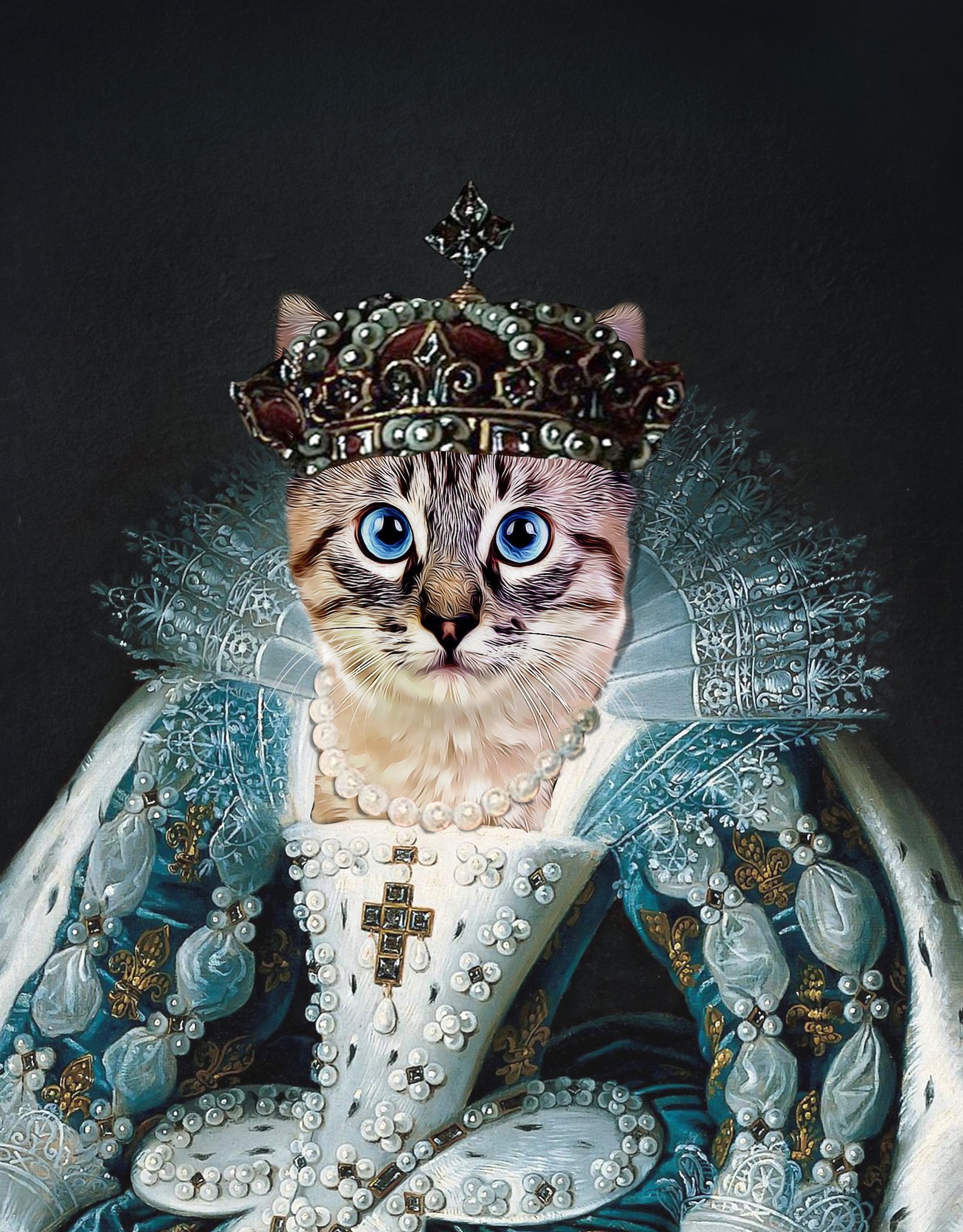 Pet Loss Royal Cat Portrait Queen of Queens Personalized Pet Etsy