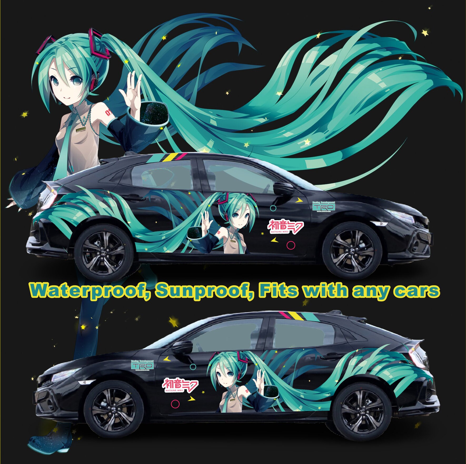 Anime ITASHA Hatsune Miku Full Color Car Door Side Stickers Etsy