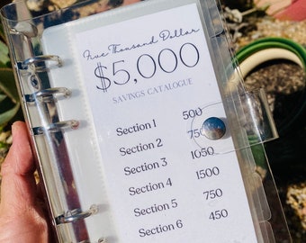 5000 Savings Challenge Binder with laminated tracker | Sinking Fund Cash Stuffing Debt Tracker Planner