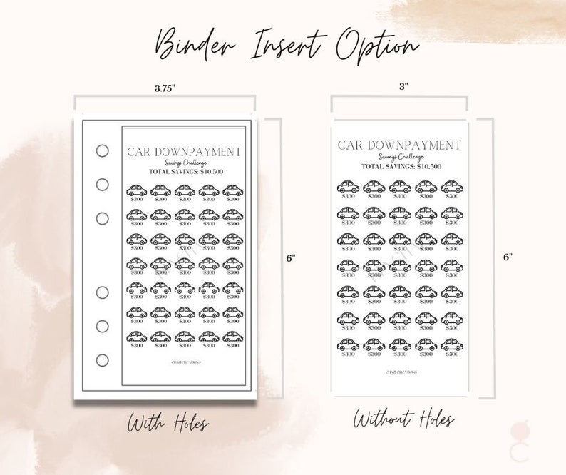 Car Downpayment Savings Challenge: Laminated Budget Tracker - Etsy