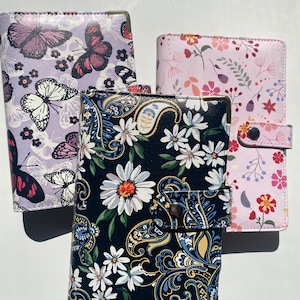 Printed A6 Budget Binder | Purple Butterfly White Pink Flower Sinking Funds Cash Savings Challenge Debt Tracker Book