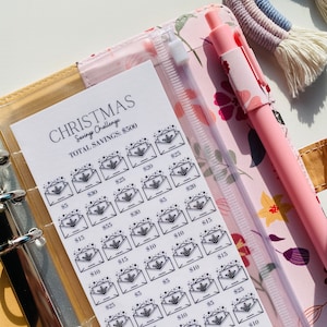 Christmas Savings Challenge | A6 Budget Binder Sinking Funds Debt Tracker With holes Without Holes Laminated budget tracker