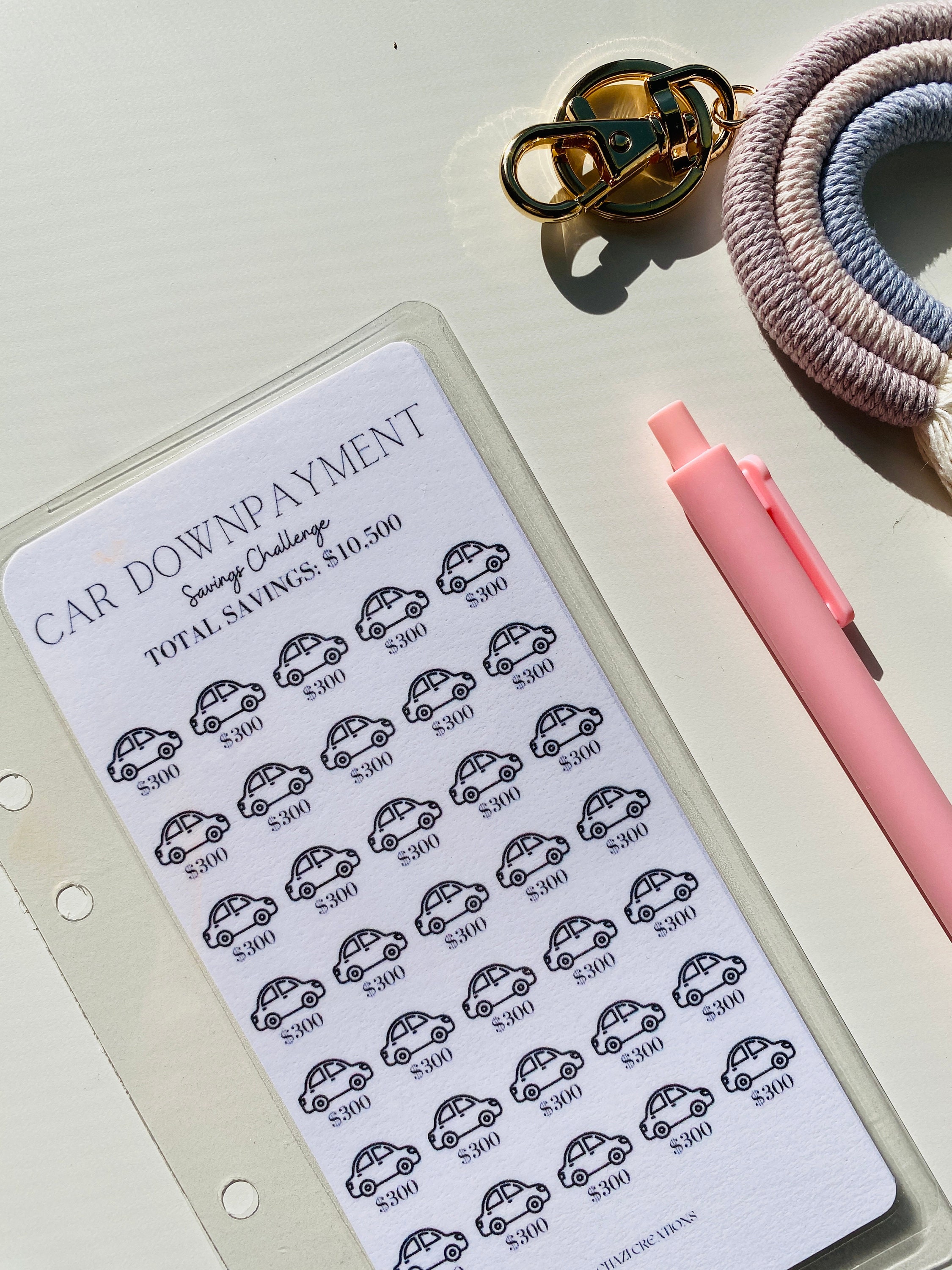 Car Downpayment Savings Challenge: Laminated Budget Tracker - Etsy