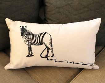 Zebra Off White Pillow by Porcelli Design