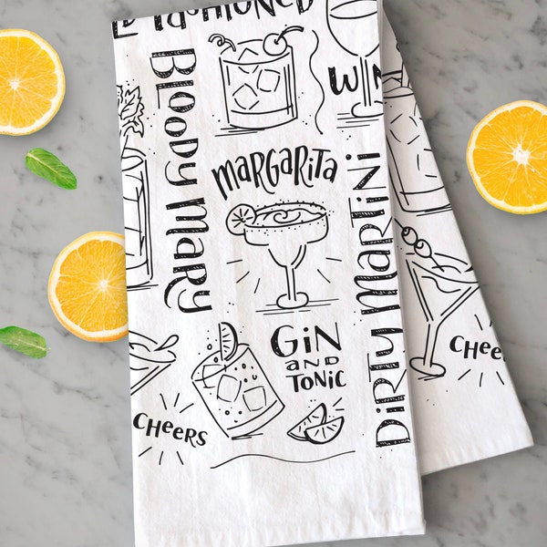 Cocktail Bar Towel | Tea Towel | Kitchen Towel | Bartender Gift | Drinking Gift | Man Cave Gift | Kitchen Gift | Housewarming Gift