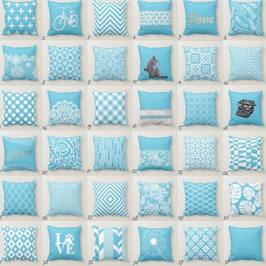 Turquoise Blue Throw Pillow Cover, Mix and Match Geometric Decor
