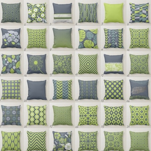 Lime Green Teal Throw Pillow Mix and Match Indoor Outdoor Decorative Zippered Cushion cover Accent Sofa Couch Modern Bedding Hibiskus Floral