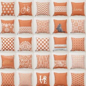 Rust Orange Throw Pillow Mix and Match Indoor Outdoor Cushion Cover Modern Bedding Greek Key Talavera Marble Spanish Tiles Gingham Medallion