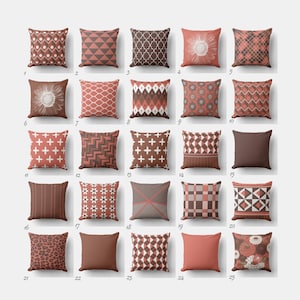 Terracotta Geometric Throw Pillow Cover, Boho Cushion, Rust Clay Tones
