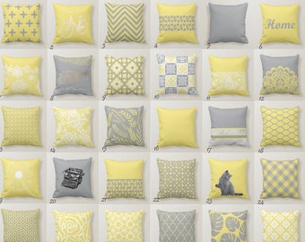 Illuminating Yellow Throw Pillow Mix and Match Indoor Outdoor Cushion Cover Modern Bedding Banana Cement Grey Talavera Tiles Lemon Cream