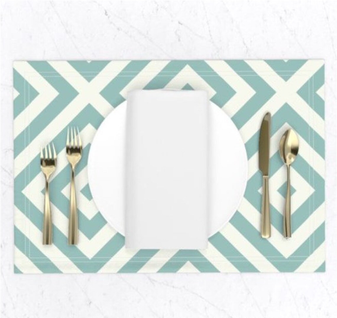 Geometric Duck Egg Table Runner Square or Rectangular Etsy