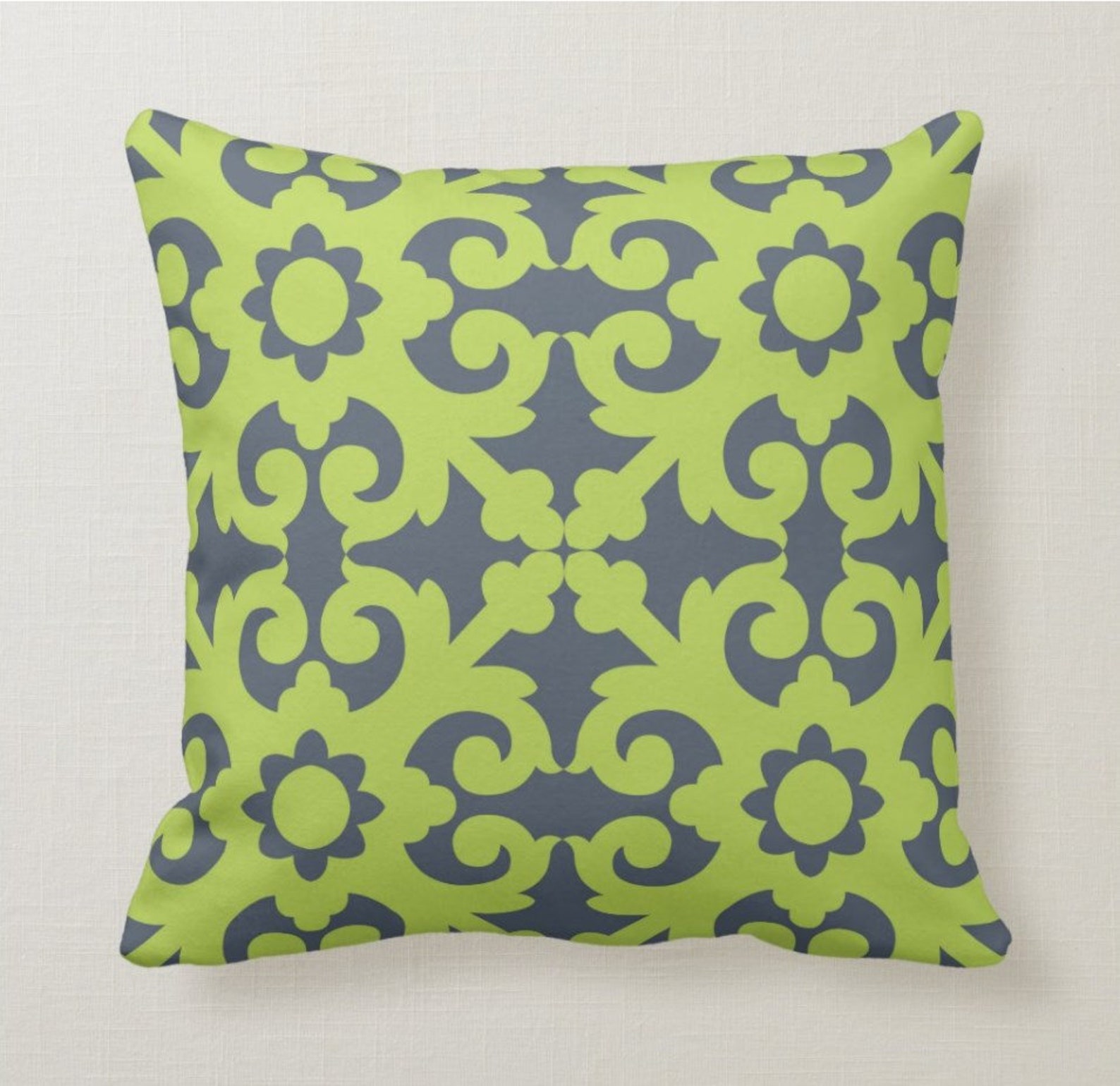 Lime Green Teal Throw Pillow Mix and Match Indoor Outdoor Decorative