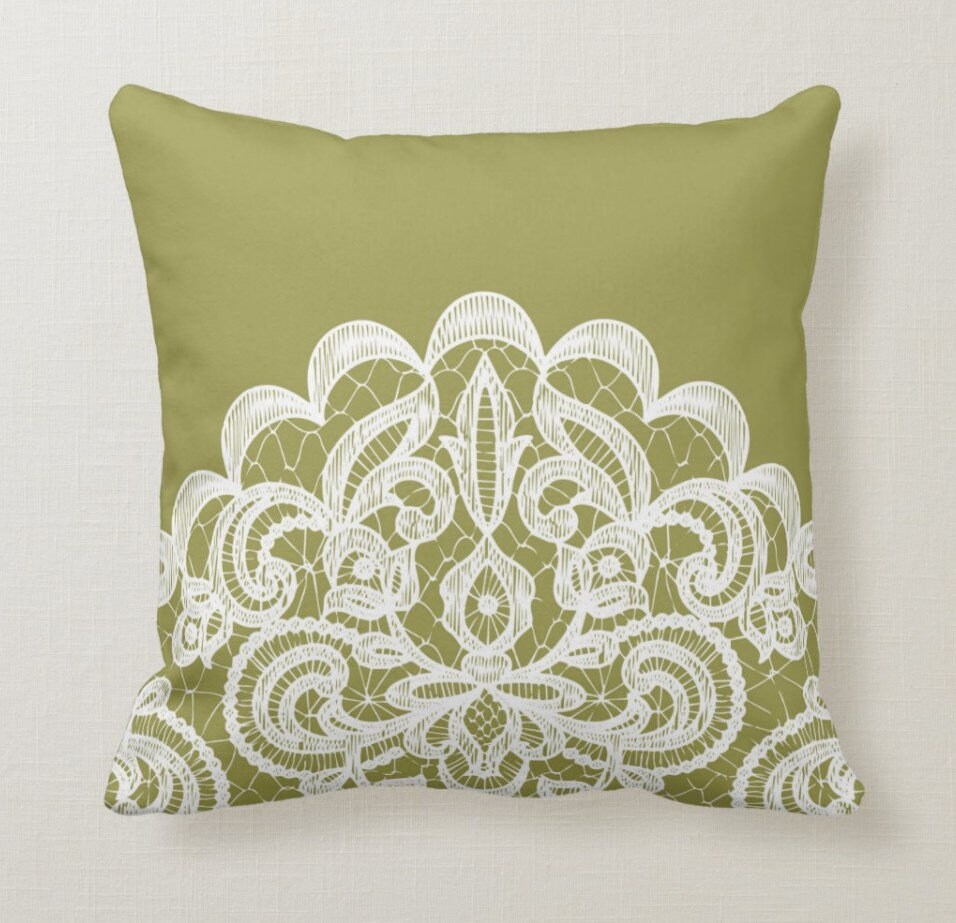 Lace-up Décor Throw Pillow - Olive Green