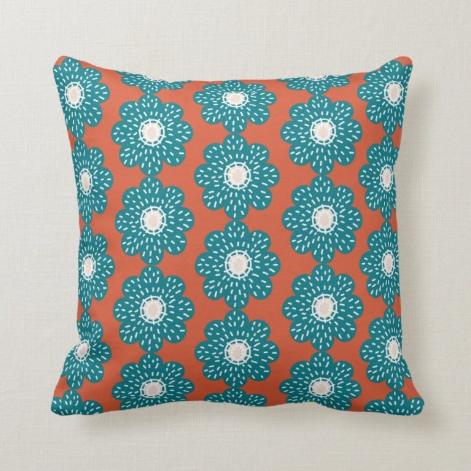 Rust Orange Teal Throw Pillow Mix and Match Indoor Outdoor Decorative