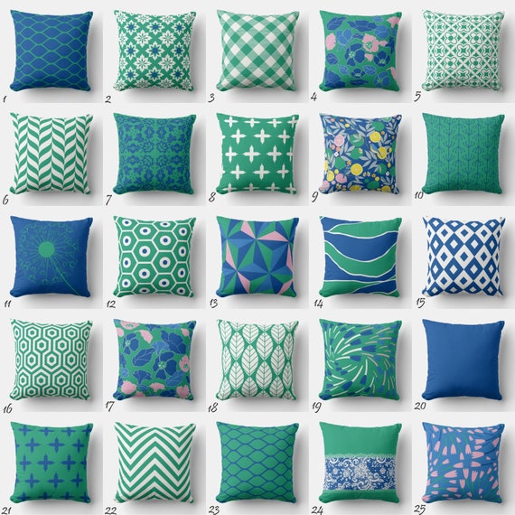 Cobalt Blue Sage Green Throw Pillow Mix and Match Indoor Outdoor Decorative Zippered Cushion Cover Accent Sofa Couch Modern Bedding Kid Room Etsy Canada
