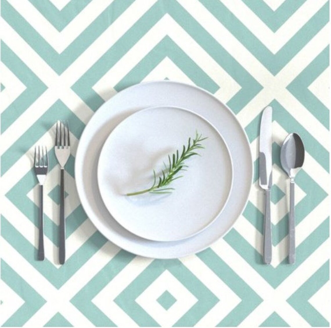 Geometric Duck Egg Table Runner Square or Rectangular Etsy