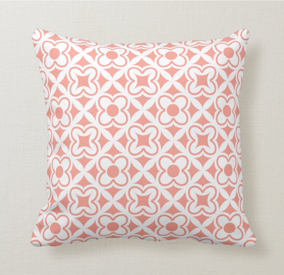 Coral Pink Throw Pillow Mix en Match Indoor Outdoor Etsy