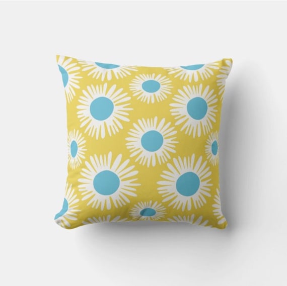 Light Blue Mustard Yellow Throw Pillow Mix and Match Indoor Outdoor Decorative Zippered Cushion Cover Accent Sofa Couch Modern Bedding Lemon Etsy Canada