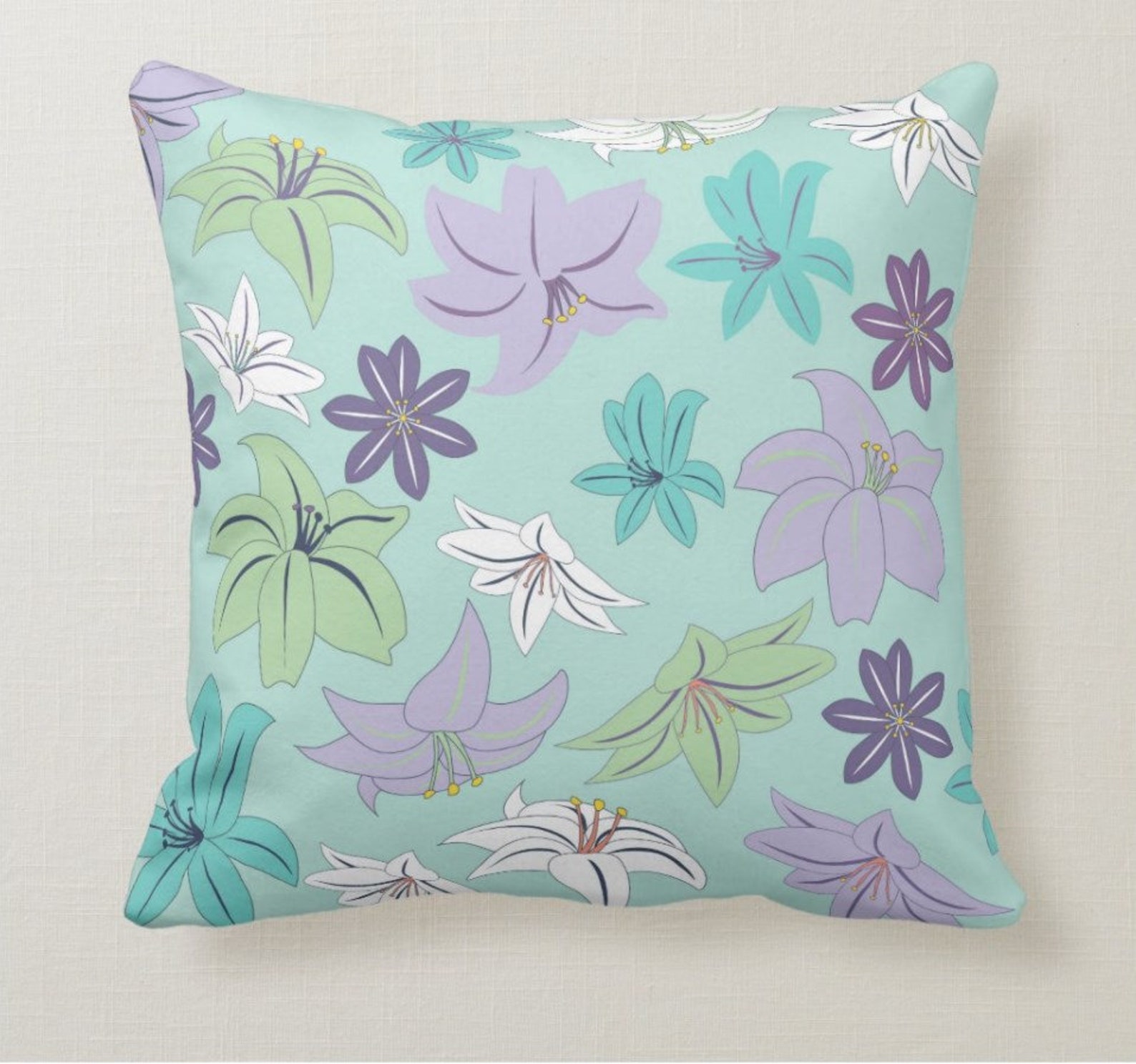 Aqua Purple Throw Pillow Mix and Match Indoor Outdoor Decorative