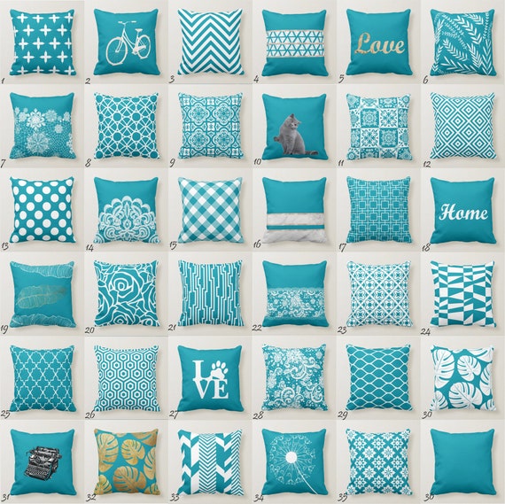 Teal Blue Throw Pillow Mix and Match Indoor Outdoor Decorative Etsy