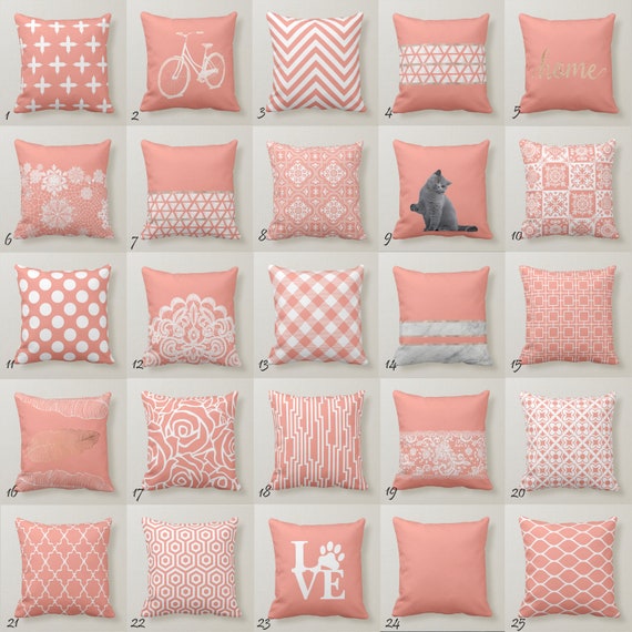 Coral pink throw pillows sale