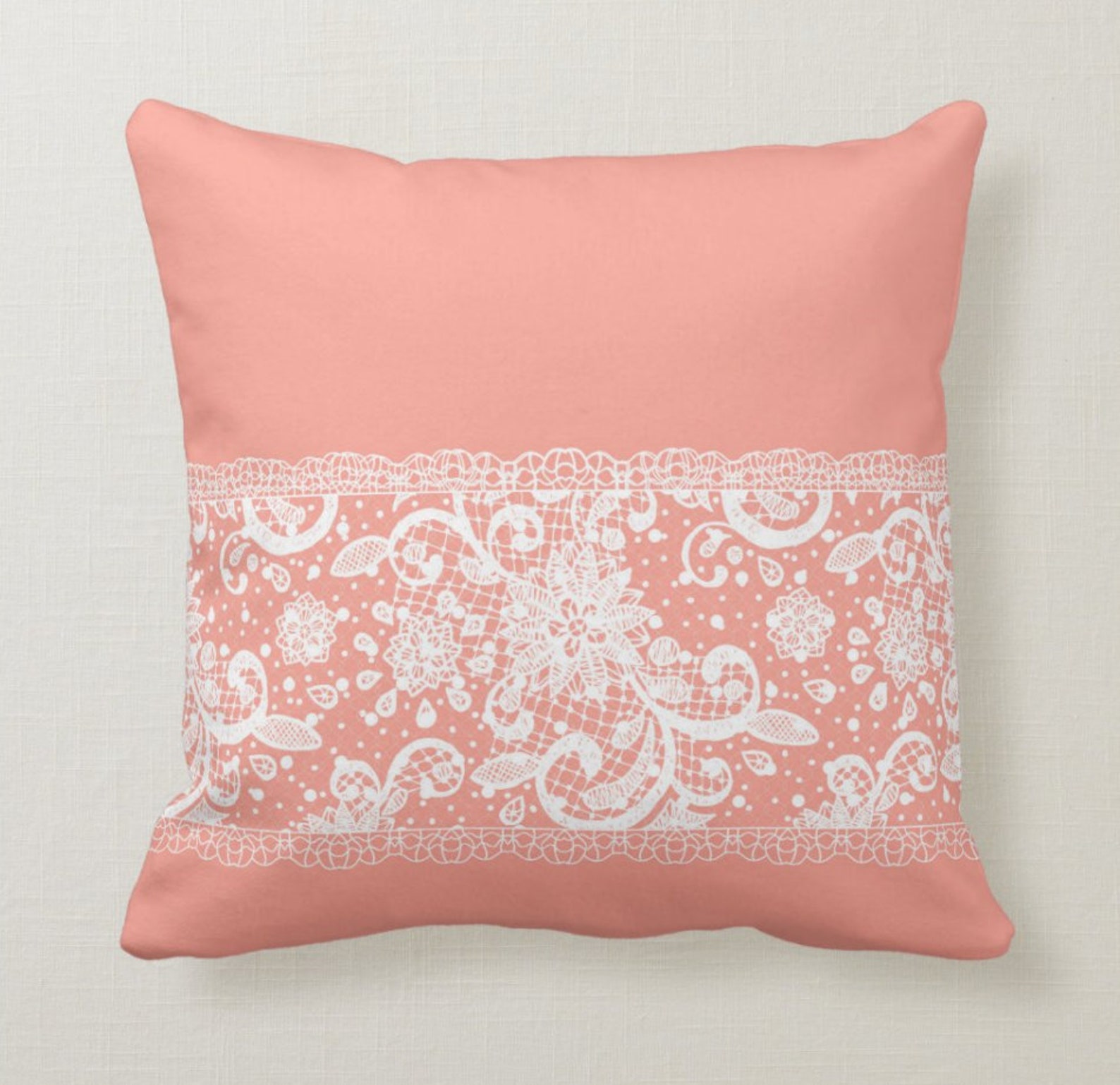 Coral Pink Throw Pillow Mix and Match Indoor Outdoor Decorative