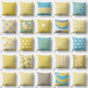 Yellow Blue Throw Pillow Mix and Match Indoor Outdoor Decorative Zippered Cushion Cover Accent Sofa Couch Modern Bedding Mustard Sky Floral