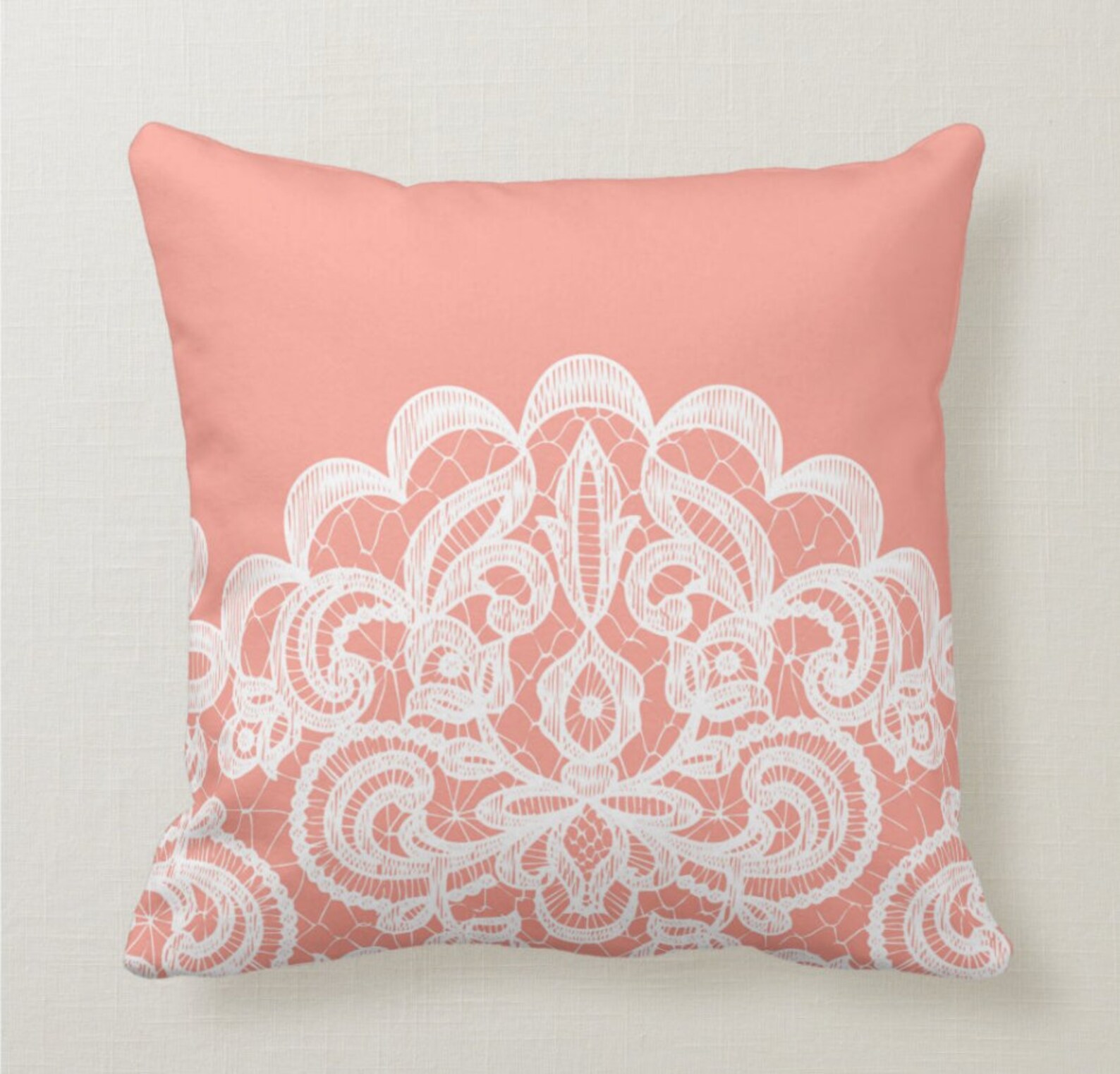 Coral Pink Throw Pillow Mix and Match Indoor Outdoor Decorative