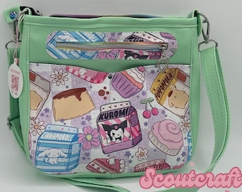 Sanrio inspired pastel print crossbody bag
