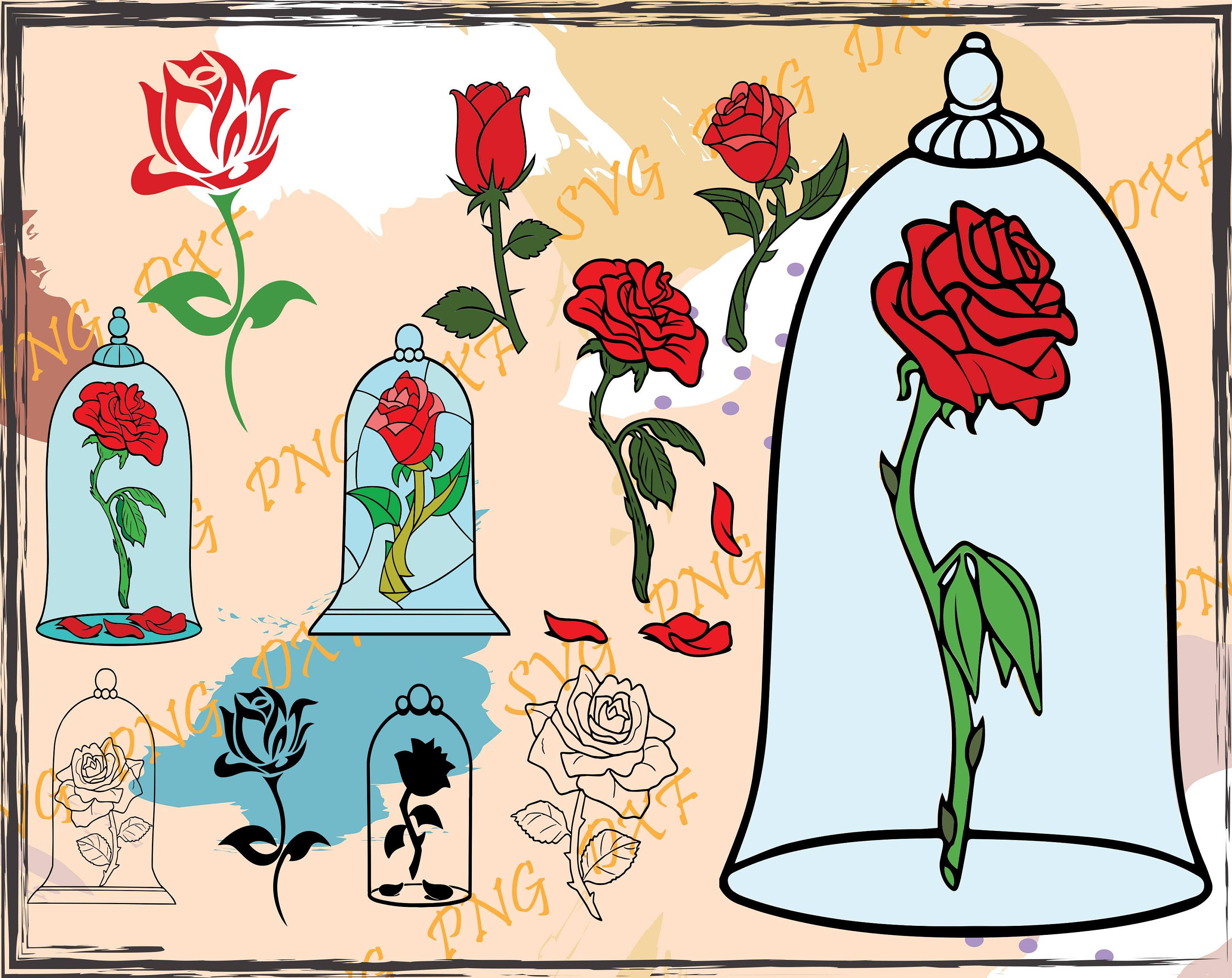 Roses svg png dxf Beauty and the beast svg png dxf Beast | Etsy
