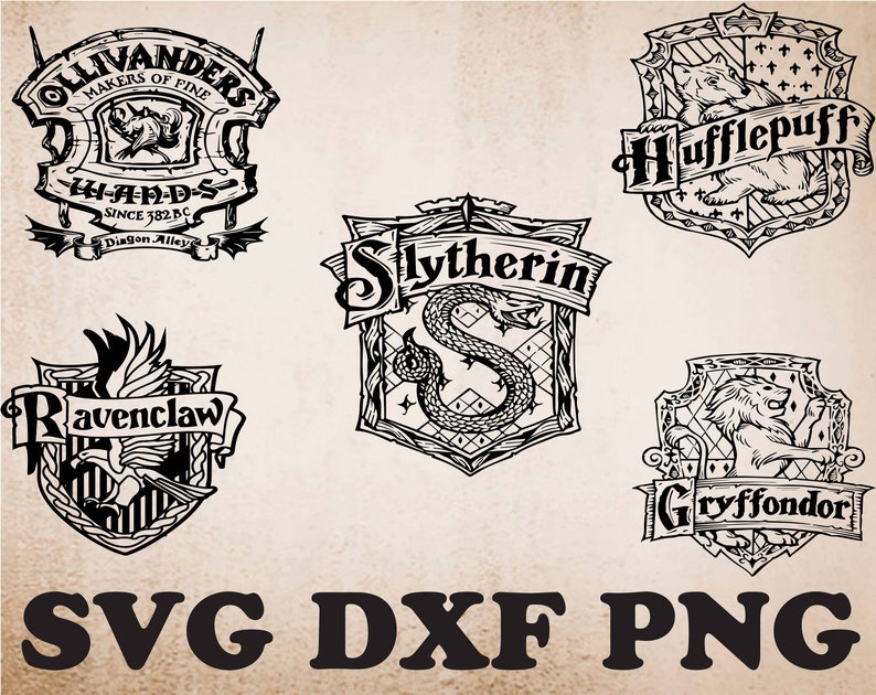 Download Hogwarts Houses Crests svg dxf png Harry Potter svg png | Etsy