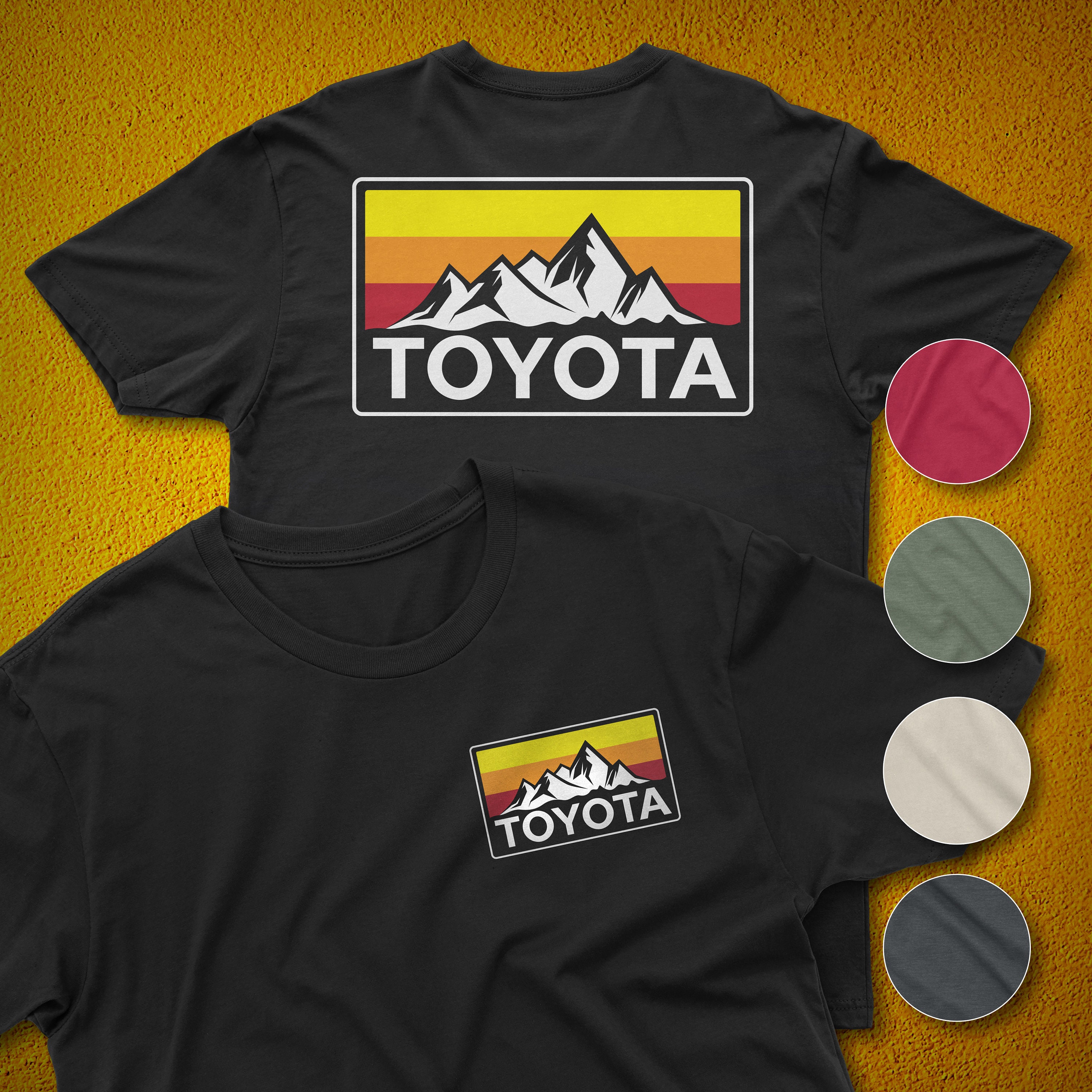 Vintage Style Toyota Mountains Logo Heritage Stripes T-shirt