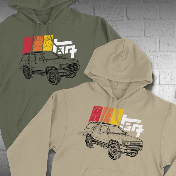 Toyota 4Runner 2ND Generation TEQ Cracked Terrain Heritage Vintage Stripes Hoodie Hooded Sweater Sweatshirt 2ND Gen