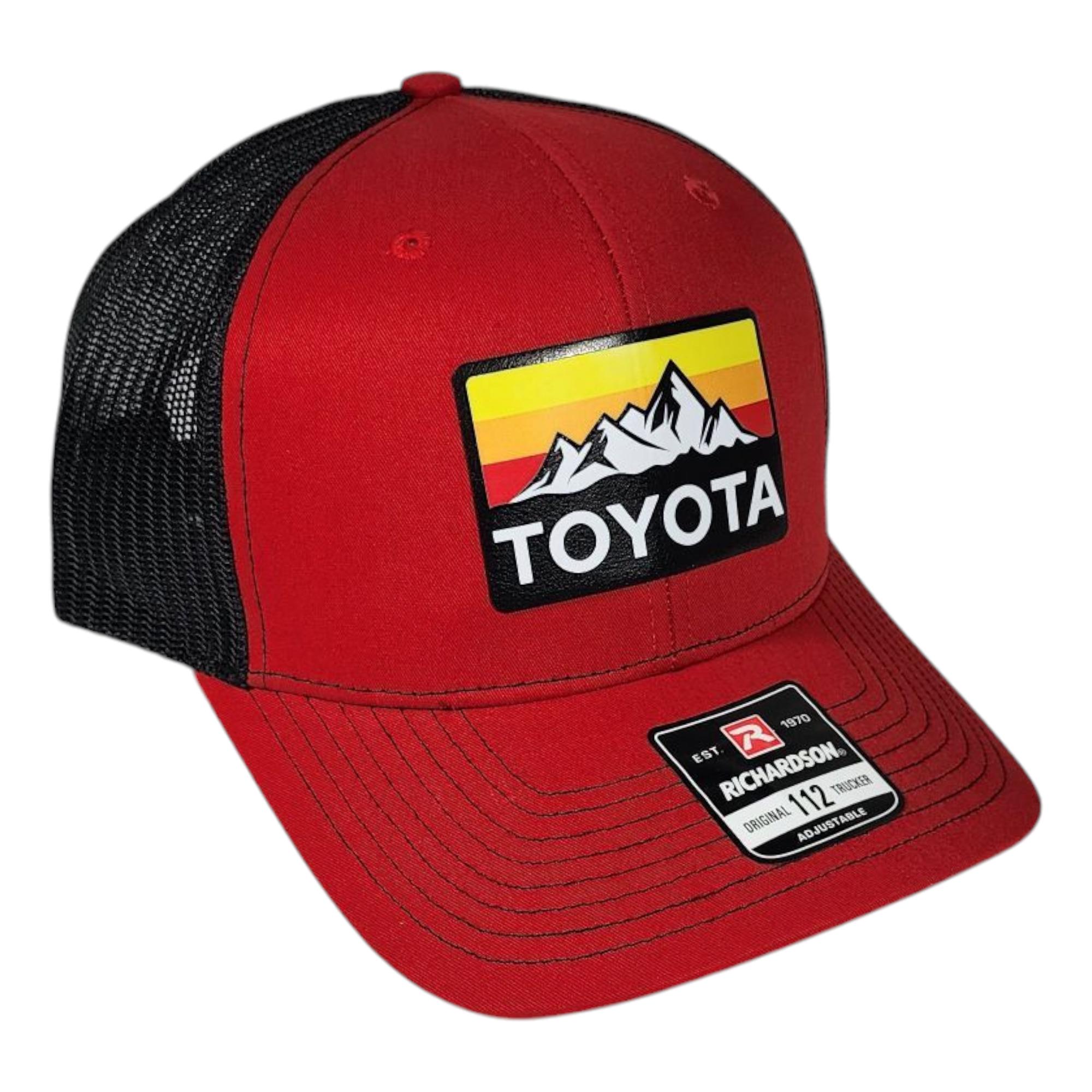 Red / Black Toyota Mountains Vintage Style Leatherette Patch  display picture 2