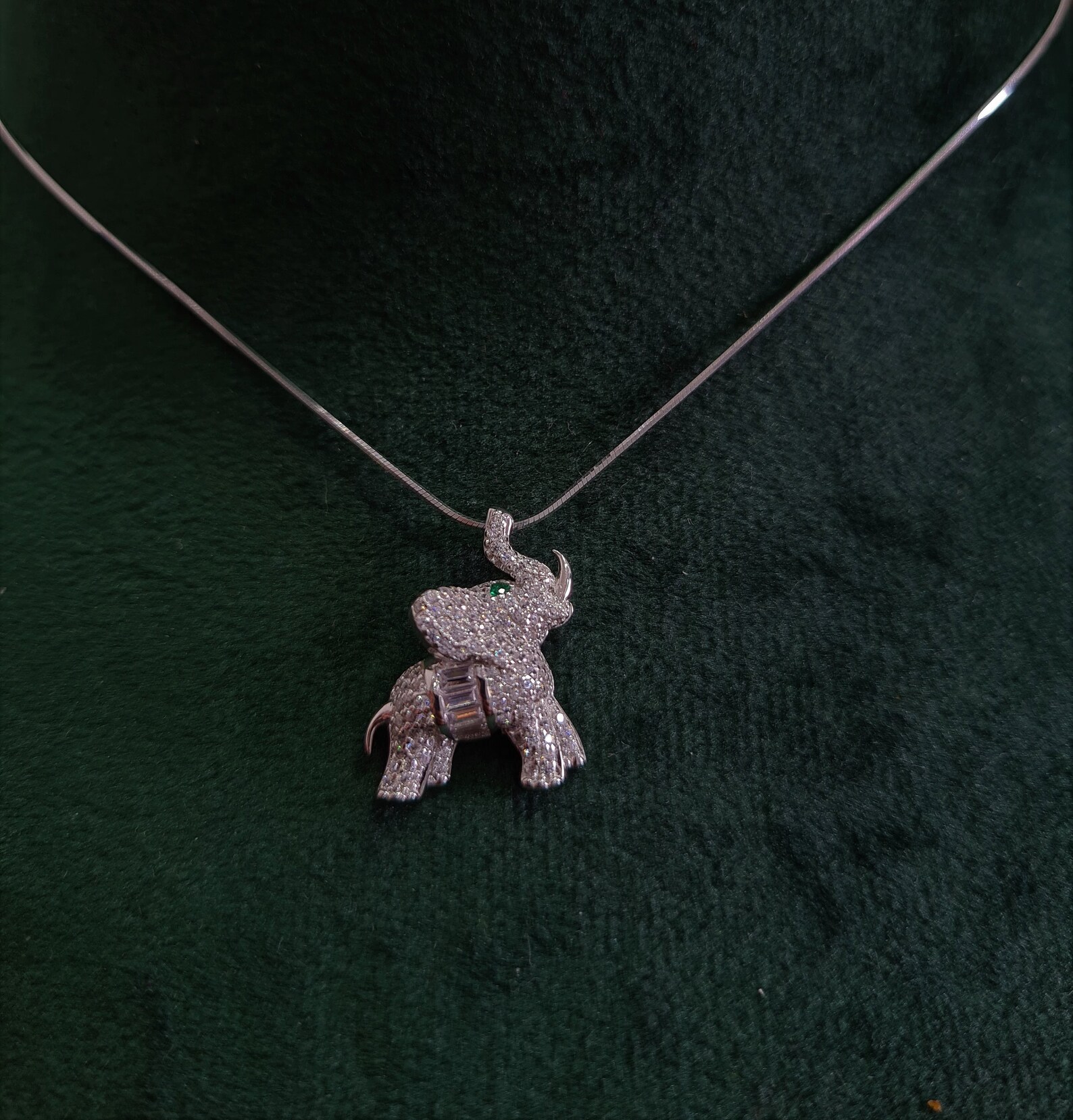 Sterling Silver Elephant Pendant Necklace Etsy