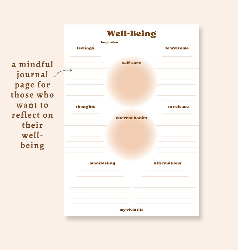 Wellbeing Journal Printable Wellness Journal Selfcare Etsy