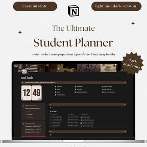 Student Planner Dark AcademiaNotion Template | College Notion Dashboard | Student Notion Template | University Student Planner in Notion