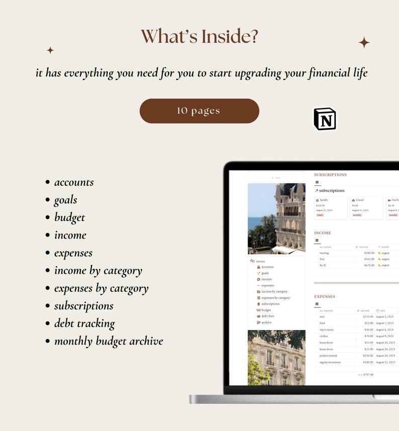 Plantilla de Notion Personal Finance Hub / Panel de control de dinero de Notion / Plantilla de Notion Financial Planner / Rastreador de gastos en Notion Budget Tracker imagen 4