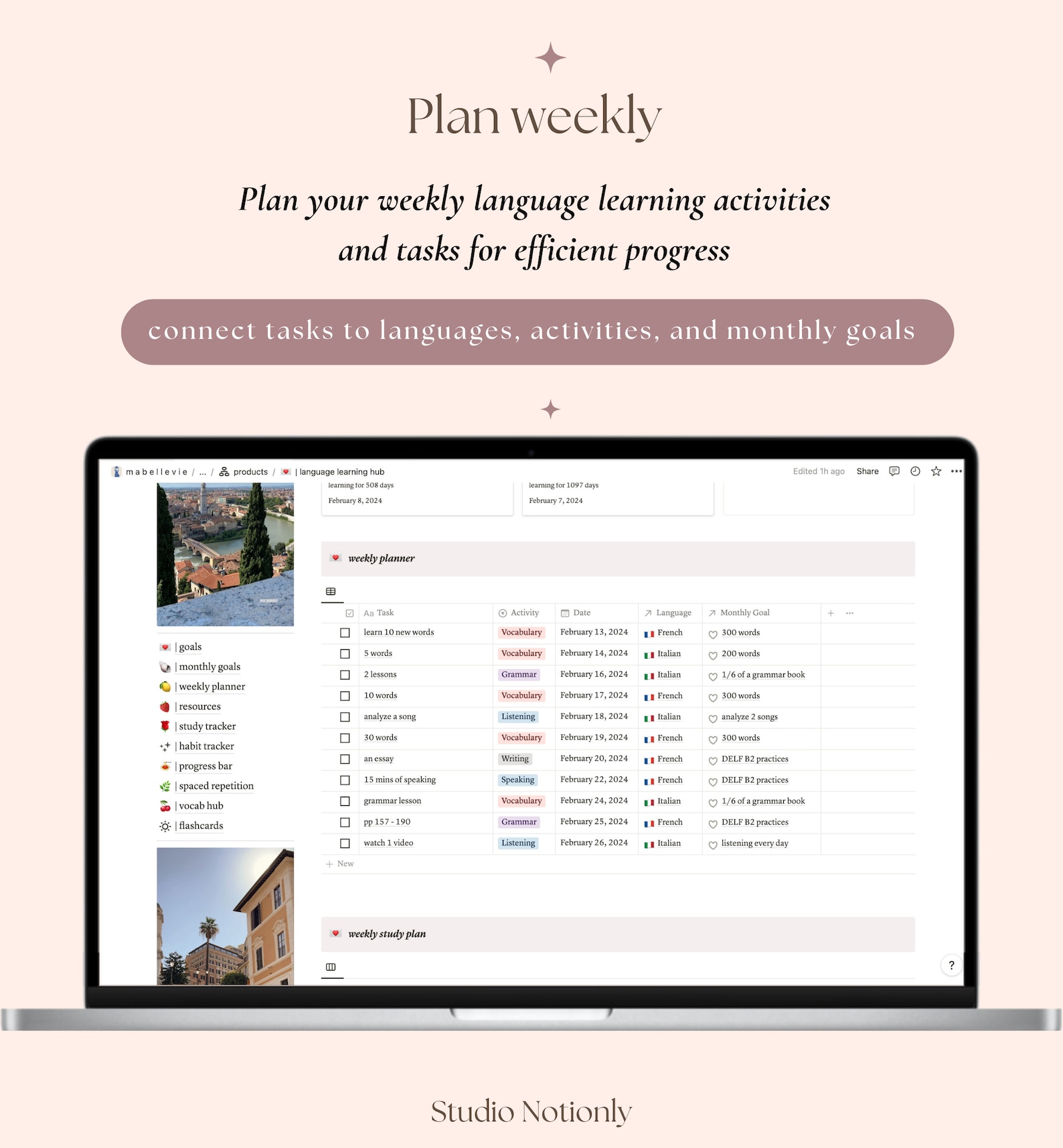 Language Learning Notion Template, Language Learning Planner, Language ...