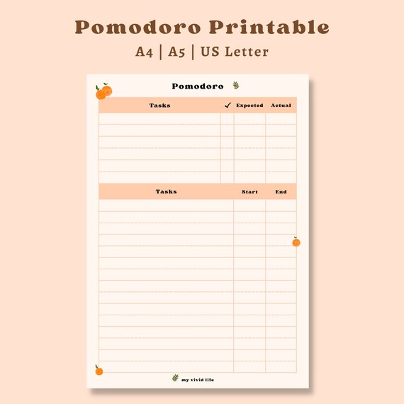 Pomodoro Printable Pomodoro Printable Planner Pomodoro - Etsy