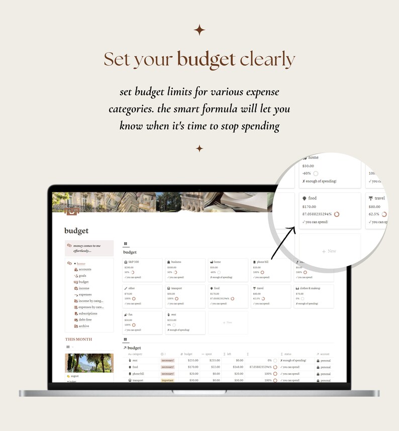 Plantilla de Notion Personal Finance Hub / Panel de control de dinero de Notion / Plantilla de Notion Financial Planner / Rastreador de gastos en Notion Budget Tracker imagen 5