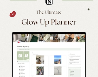 2025 The Ultimate Glow Up Planner Notion Template, That Girl Life Planner, Notion Dashboard, Finance tracker, Habit Tracker, Fitness Tracker